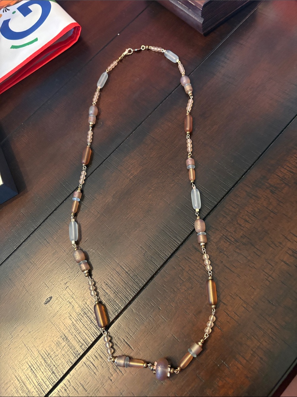 Handcrafted Brown and Gray Beaded Women's Necklace